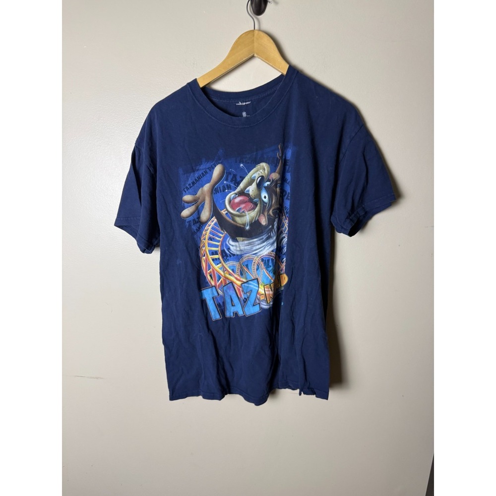 Six Flags‎ Taz-Nado Looney Tunes Graphic T-Shirt Mens L Blue